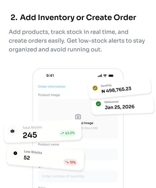 Add Inventory or Create Order